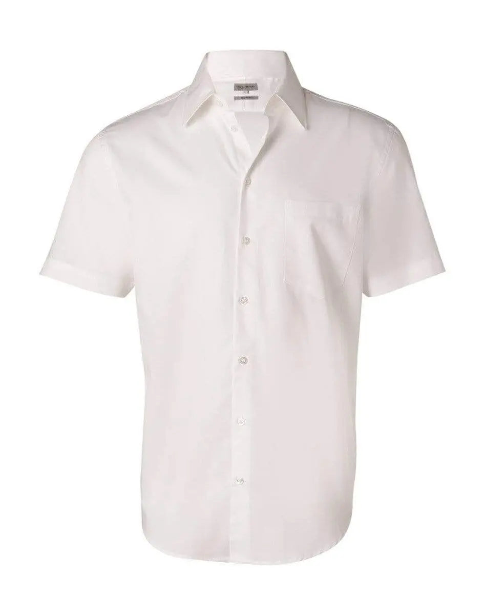 Benchmark Corporate Wear White / 40 BENCHMARK Men's Fine Twill Short Sleeve Shirt M7030S